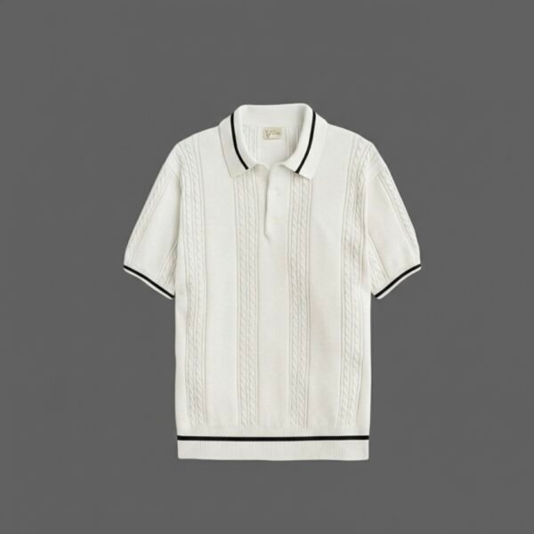 90s luxury knit Polo In white