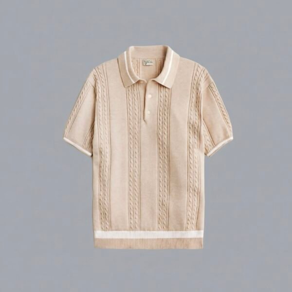 90s luxury knit Polo In beige