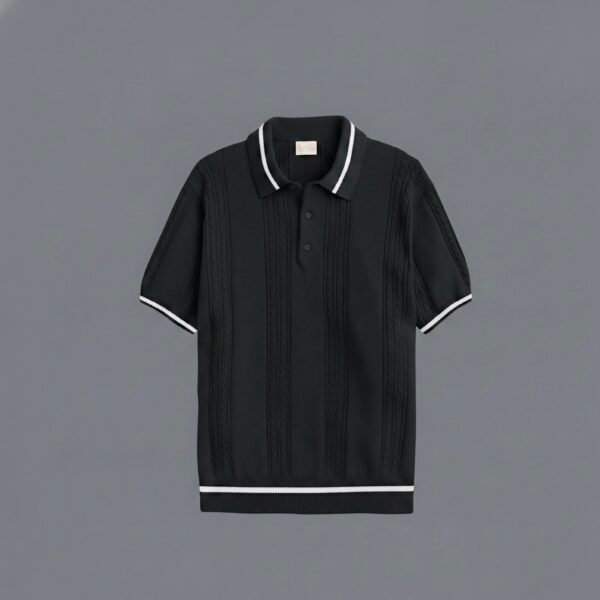 90s luxury knit Polo In black