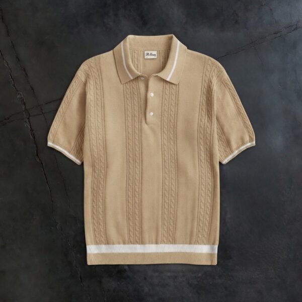 90s luxury knit Polo In beige