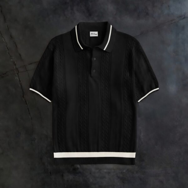 90s luxury knit Polo In black