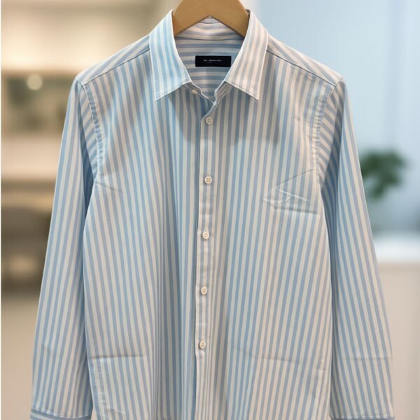 90s classic blue and white striped cotton shirt
