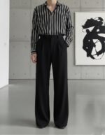 90s Formal Vintage baggy pant black - Image 2