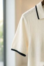 90s half zipper polo off white - Image 2