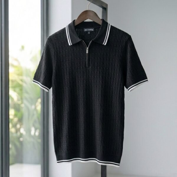 90s Premium half zipper polos black