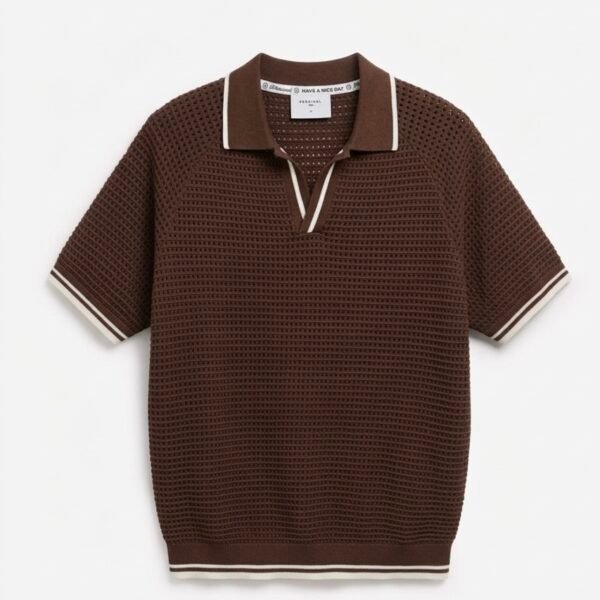 Retro knit polo in brown