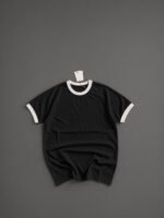 crop fit ringer tee in black - Image 2
