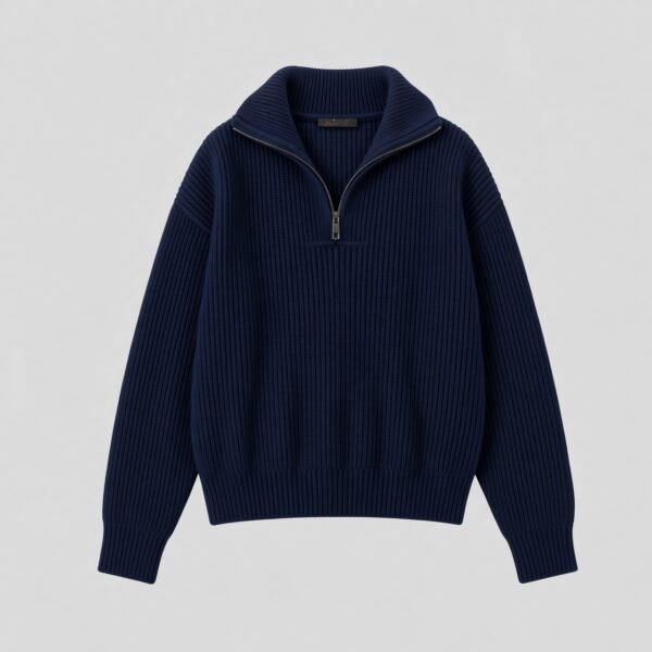 solid sweater in navy blue