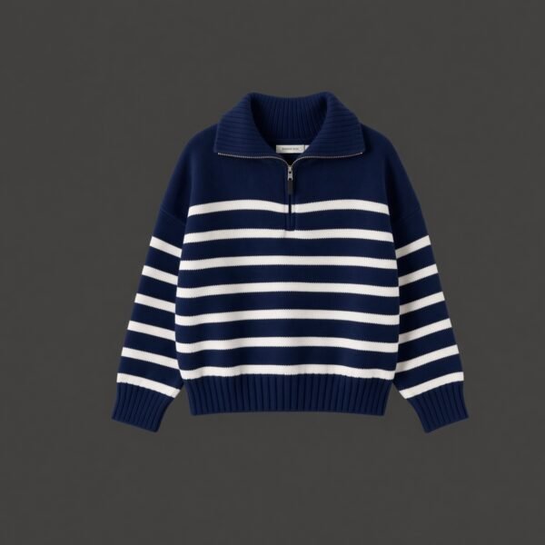 strip sweater in off navy blue
