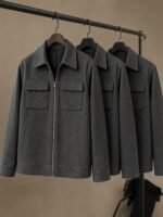 premium zip shacket in charcoal - Image 3